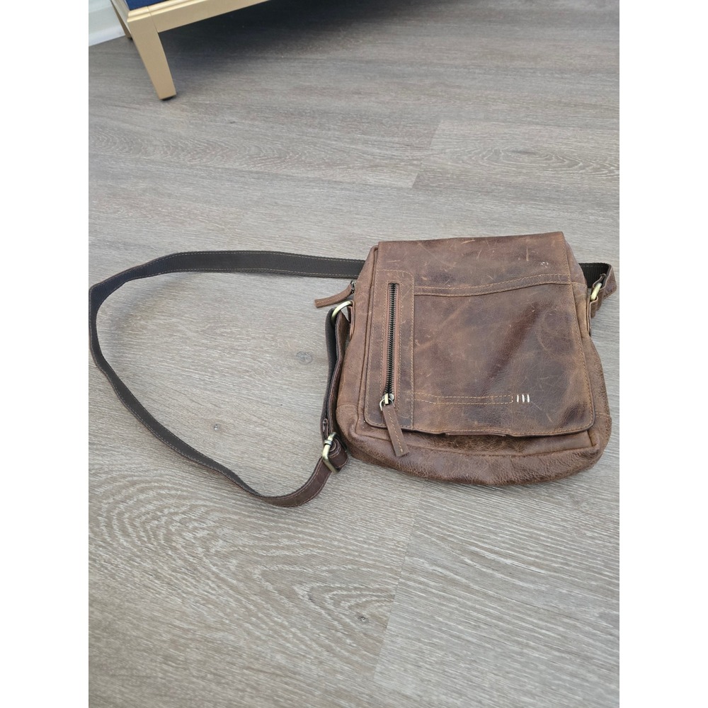 Distressed Brown Leather Crossbody MessengerBag Small TravelSatchel Shoulder Bag